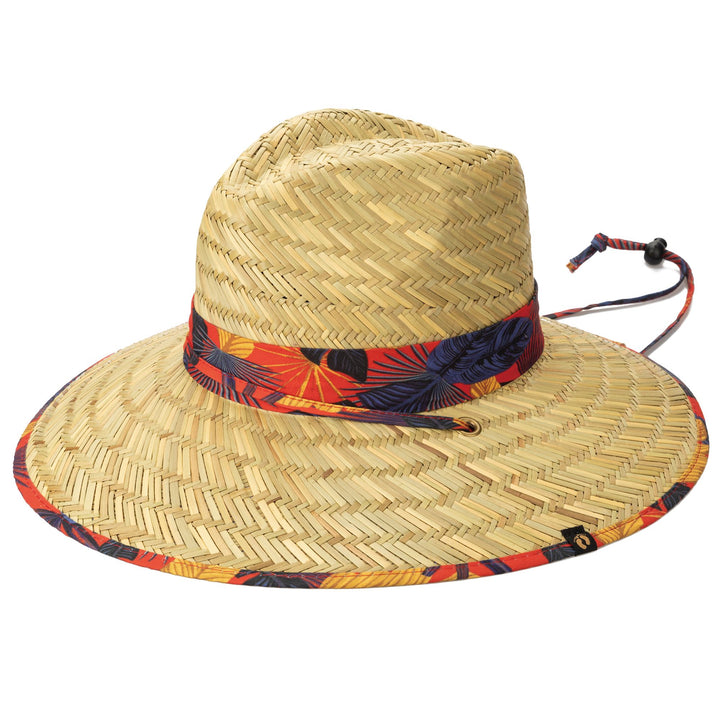 Hang Ten Lifeguard Hat with Tropical Printed Band and Binding Chin Cord - HTL1110