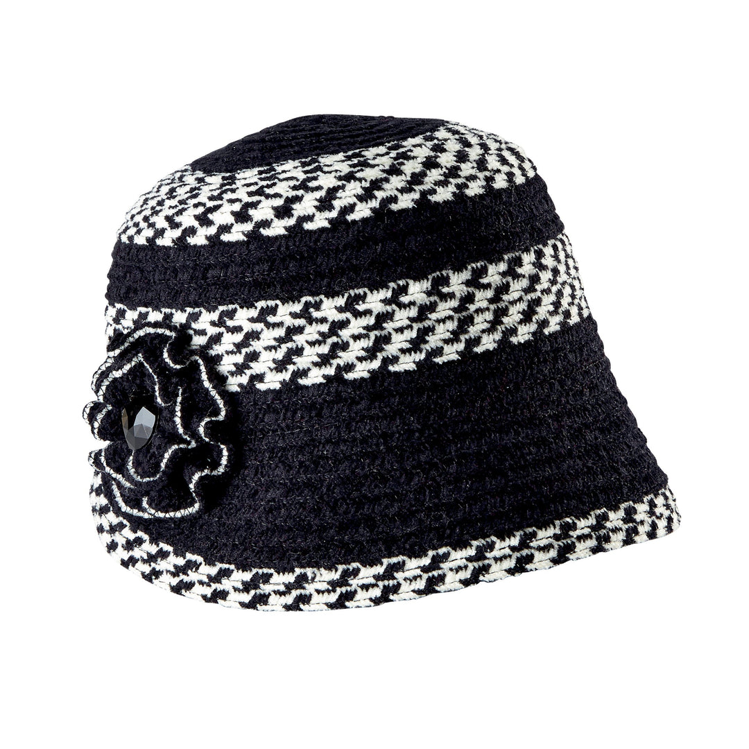 Womens Chenille Cloche With Flower And Jewel