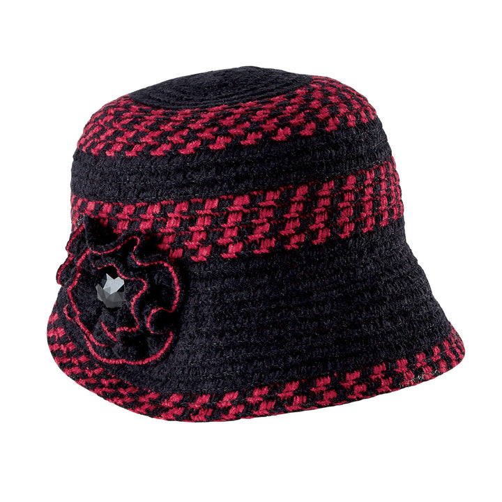 Womens Chenille Cloche With Flower And Jewel