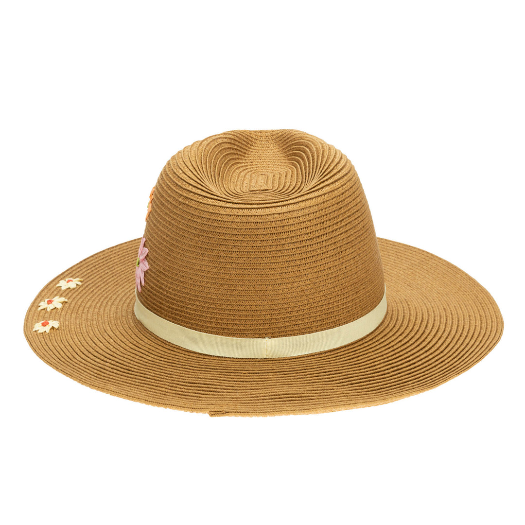Kids Paperbraid Fedora with Retro Floral Embroidery