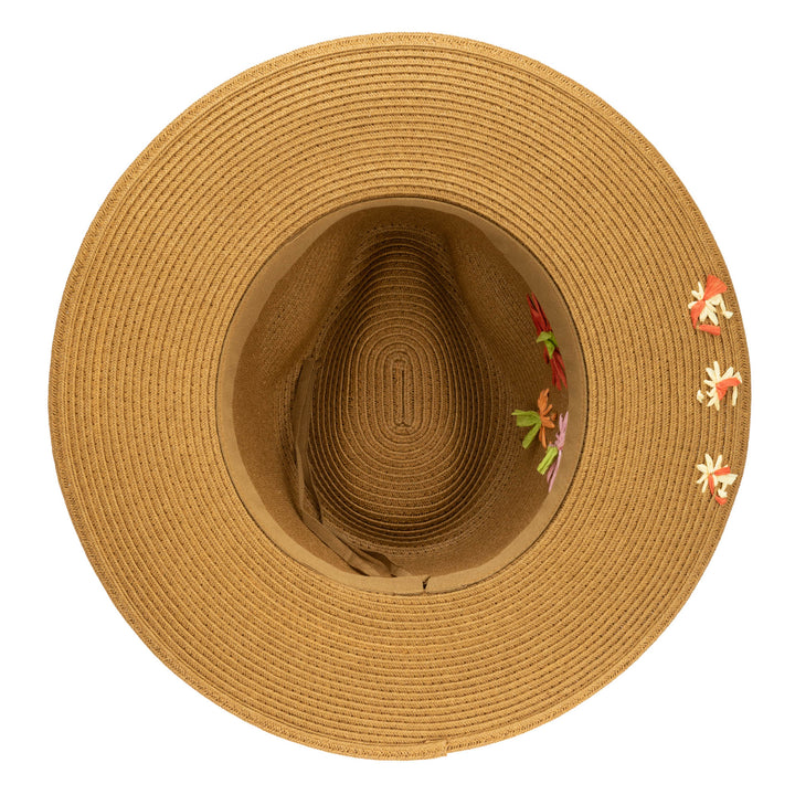Kids Paperbraid Fedora with Retro Floral Embroidery