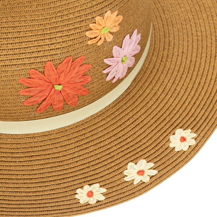 Kids Paperbraid Fedora with Retro Floral Embroidery