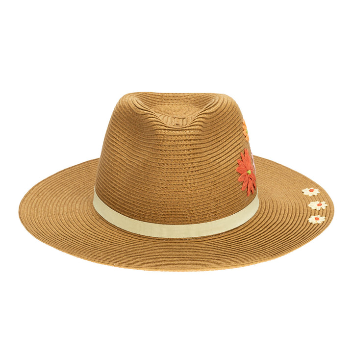 Kids Paperbraid Fedora with Retro Floral Embroidery
