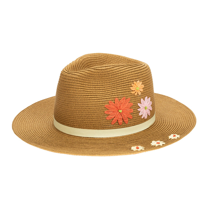 Kids Paperbraid Fedora with Retro Floral Embroidery