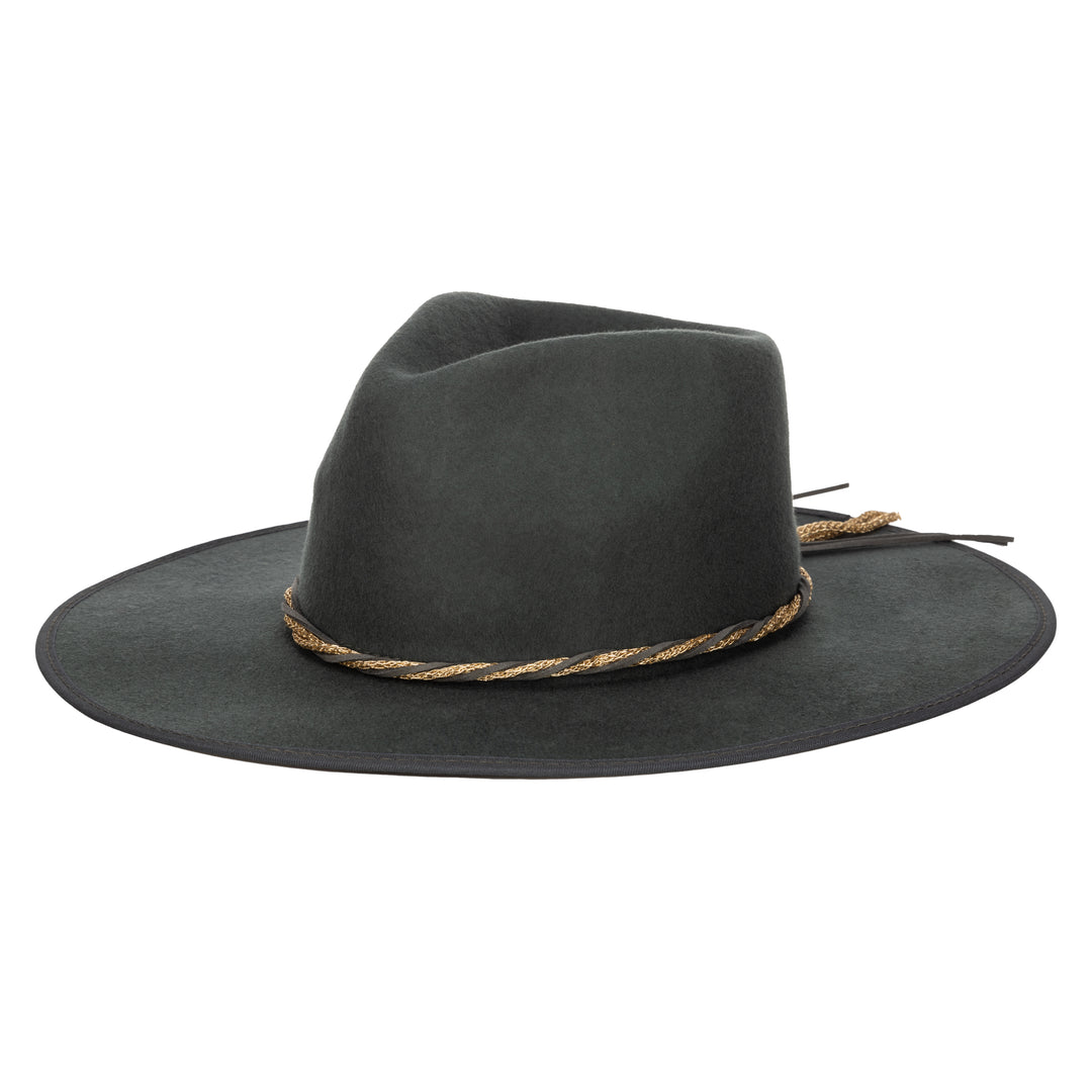 Gold Rush- Wool Felt Fedora W/ Twisted Chain Trim (WFH8229)