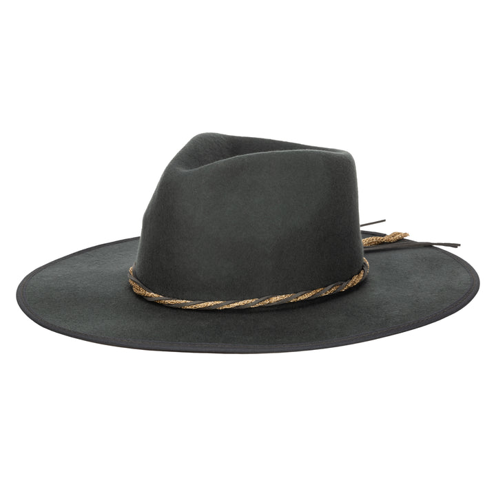 Gold Rush- Wool Felt Fedora W/ Twisted Chain Trim (WFH8229)