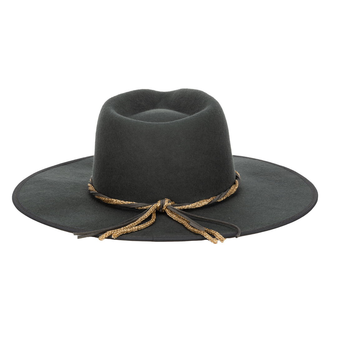 Gold Rush- Wool Felt Fedora W/ Twisted Chain Trim (WFH8229)