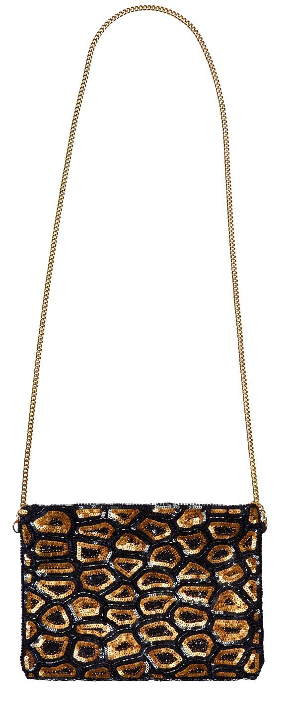 Sequins Animal Print Clutch w/ Gold Chain Strap (BSB3548) -FS