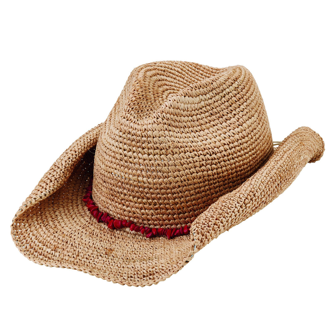 COWBOYS - Women's Crocheted Raffia Cowboy With Stone Trim