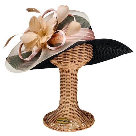 DRESS - Women's Polyester Braid With Color Pop Satin Band, Mesh And Feather Flower Trim