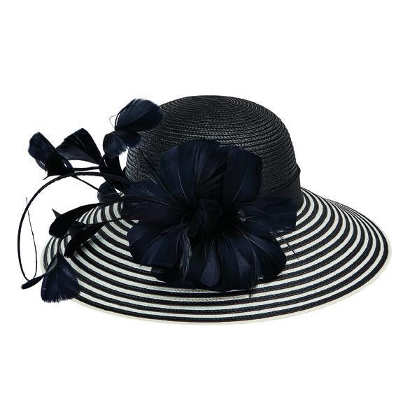 DRESS - Women's Polyester Braid With Satin Band And Floral Feathers