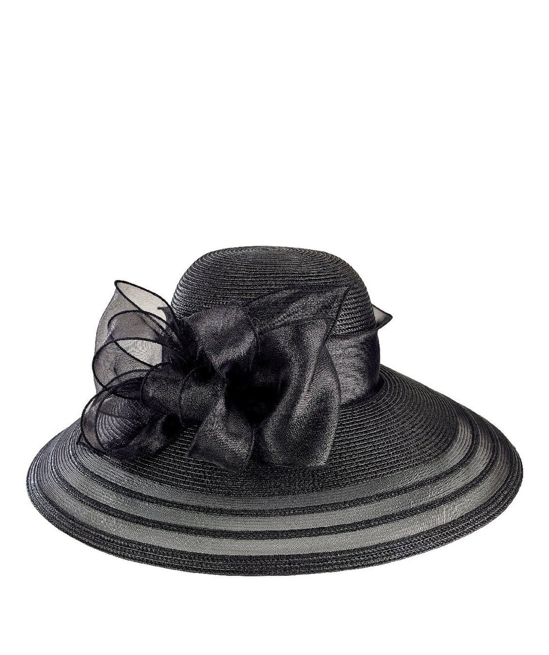 DRESS - Womens Poly Dress Hat With Organza Bow