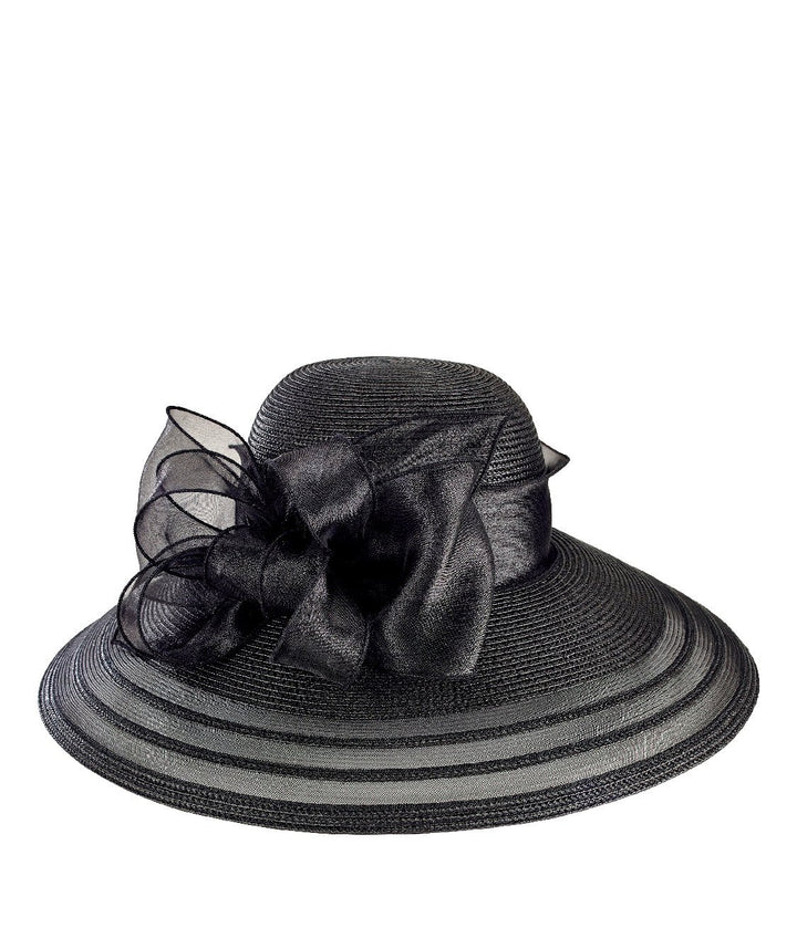 DRESS - Womens Poly Dress Hat With Organza Bow
