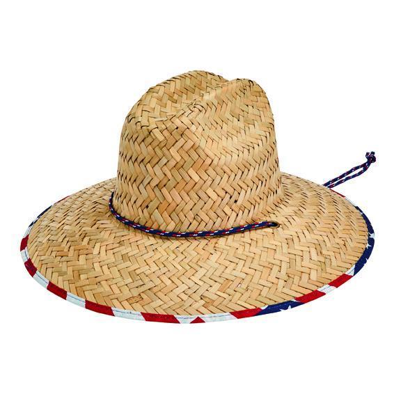 HAT - Men's Rush Straw Lifeguard With Under Brim Print And Adjustable Chin Cord