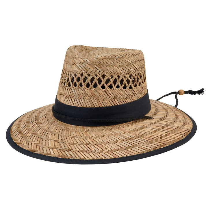 Men Rush Straw Lifeguard Hat with Adjustable Chin Cord