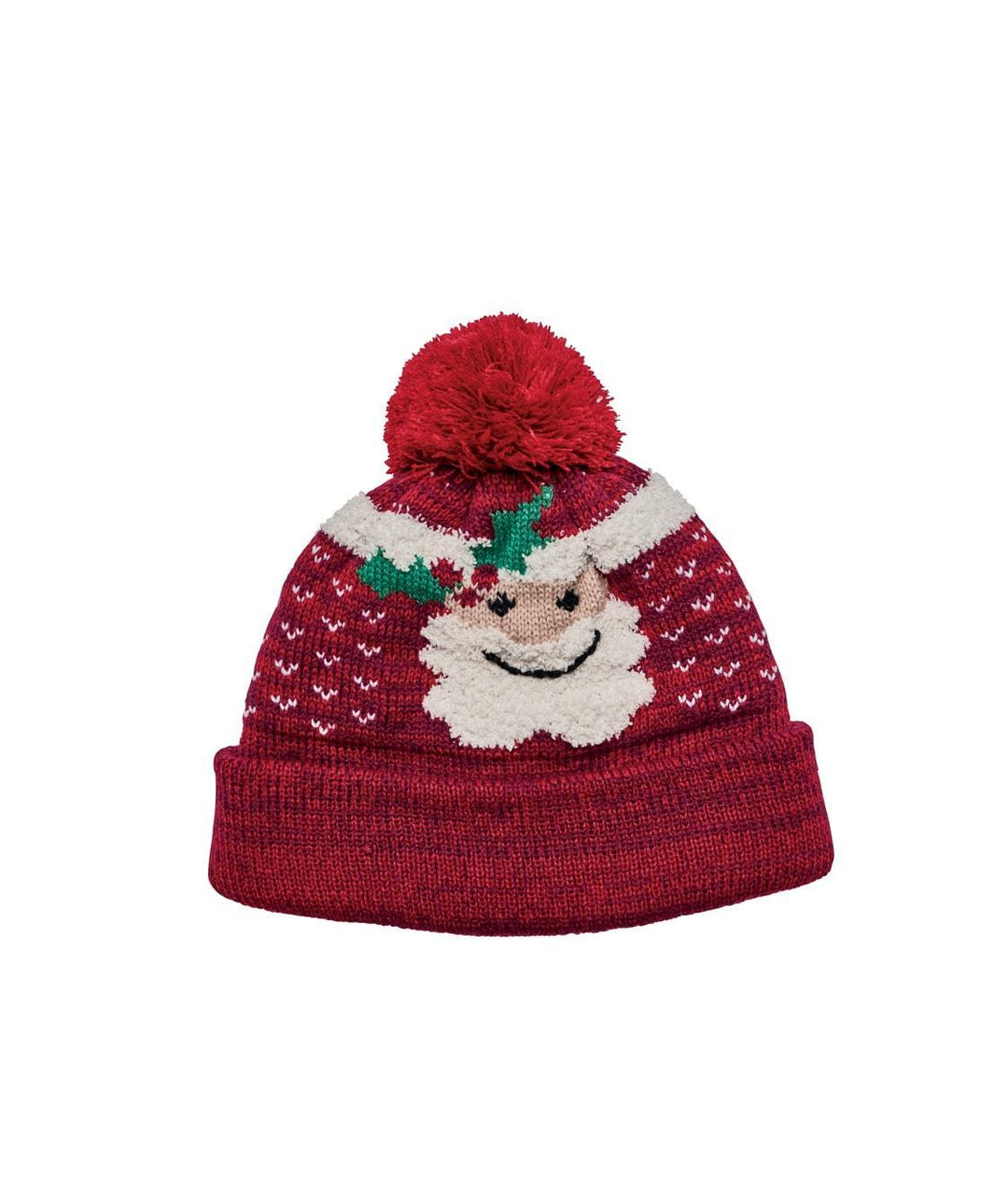 Santa Knit Cap With Pom (KNH3497OSRED)
