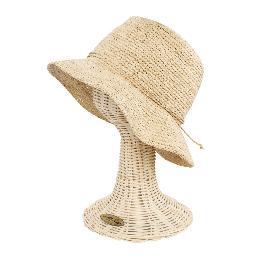 Womens Crochet Raffia Bucket (RHS3106)
