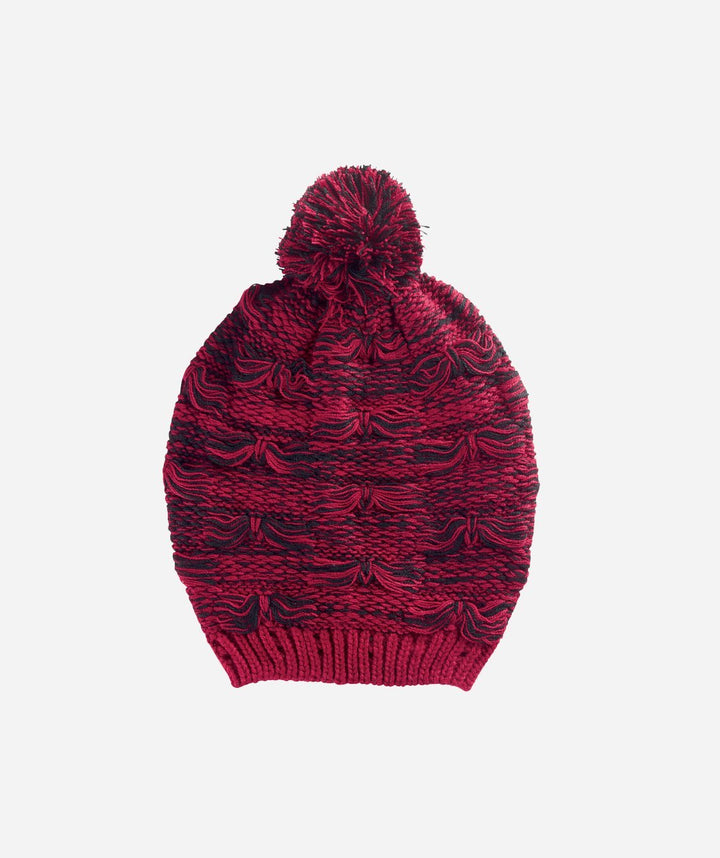 Hats - Womens Oversized Drop Stitch Beanie With Pom