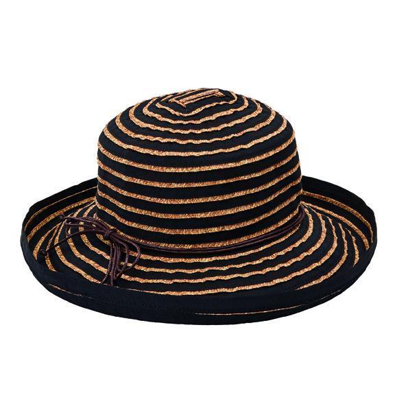 KETTLE BRIM - WOMENS RIBBON PAPERBRAID STRIPE KETTLE BRIM