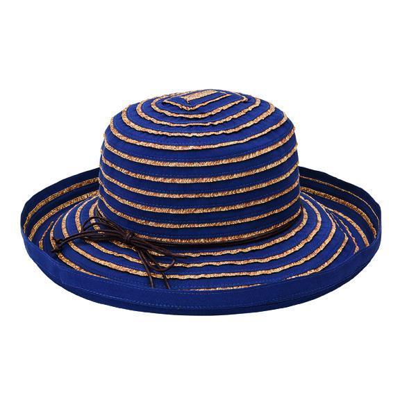 KETTLE BRIM - WOMENS RIBBON PAPERBRAID STRIPE KETTLE BRIM