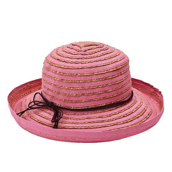 KETTLE BRIM - WOMENS RIBBON PAPERBRAID STRIPE KETTLE BRIM